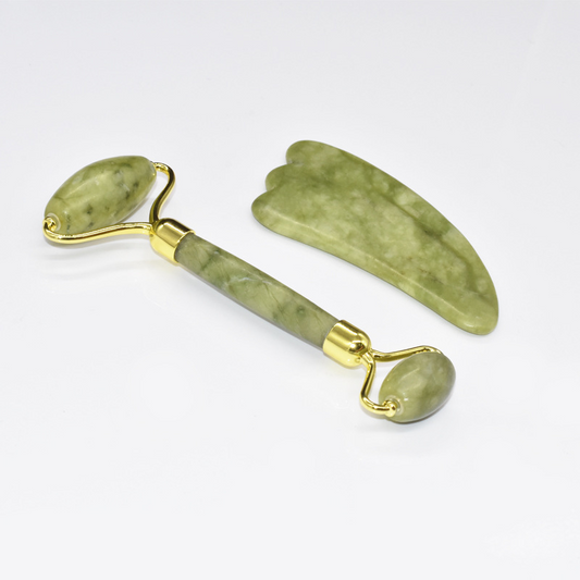 Jade Facial Roller & Gua Sha Massage Set