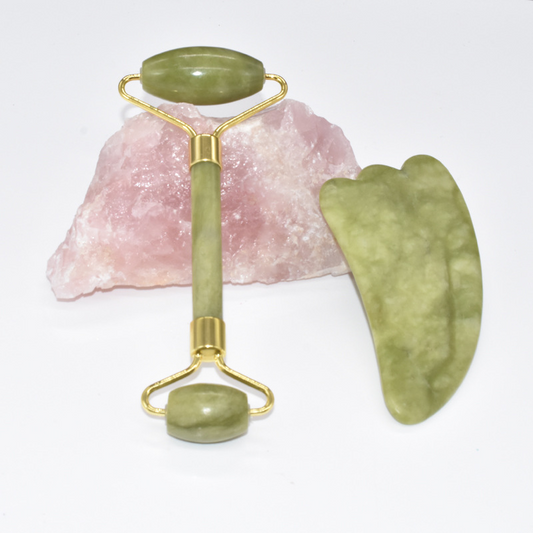 Jade Facial Roller & Gua Sha Massage Set
