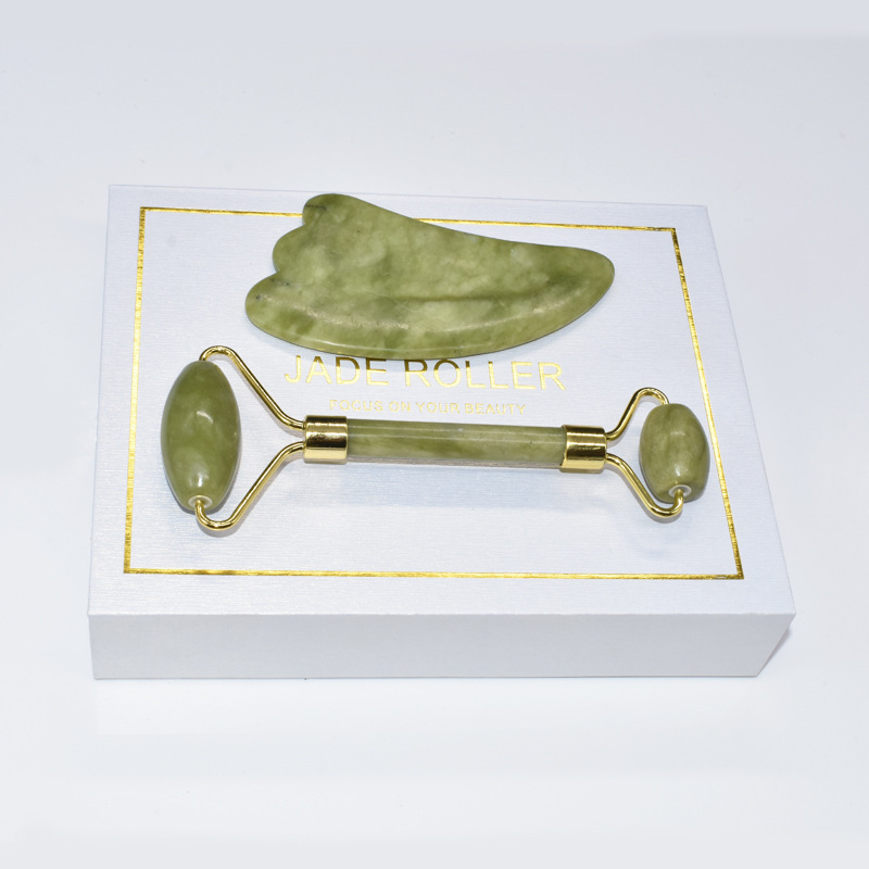 Jade Facial Roller & Gua Sha Massage Set
