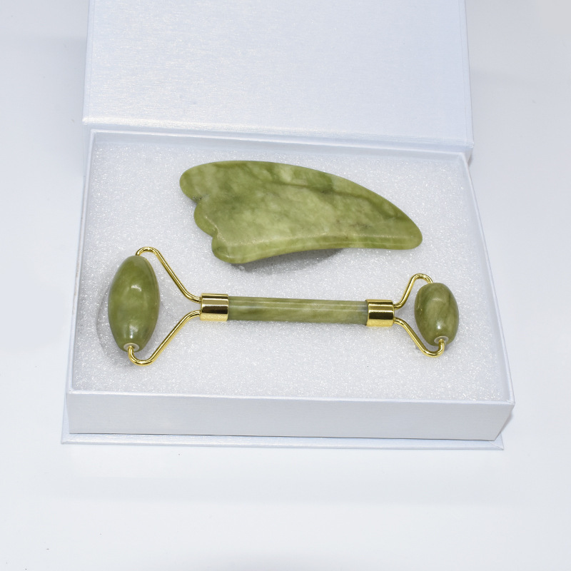 Jade Facial Roller & Gua Sha Massage Set
