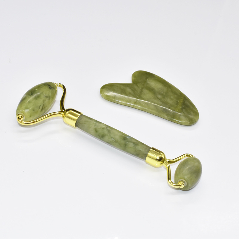Jade Facial Roller & Gua Sha Massage Set